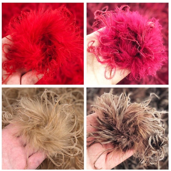 Ostrich Feather Puffs - Red, Wine, Brown - QTY: 1 puff