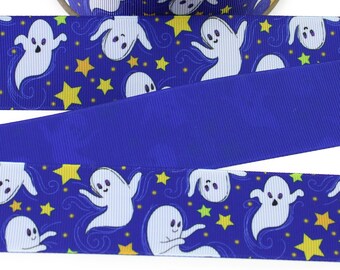 1.5" Ghost Grosgrain Ribbon - Halloween Ribbon USDR