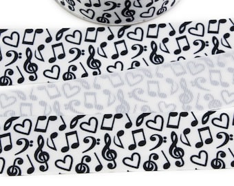 Music Notes Grosgrain Ribbon - 3/8", 5/8", 7/8", 1.5" USDR