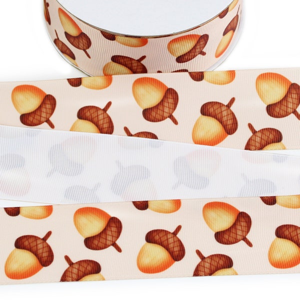 Acorns Grosgrain Ribbon - Fall - Autumn - 3/8", 5/8", 7/8", 1.5", 3"