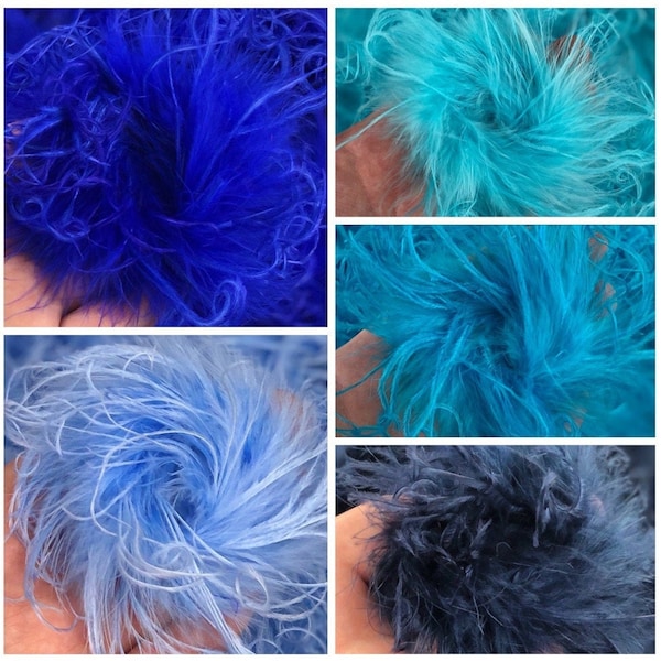 Ostrich Feather Puffs -  Blue, Light Blue, Turquoise  - QTY: 1 puff