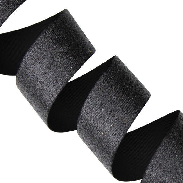 Black Glitter Grosgrain Ribbon - Mess Free - 5yd Roll