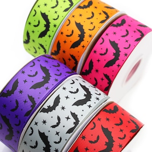 Halloween Bats Grosgrain Ribbon - 5 yard rolls - 7/8", 1.5" USDR
