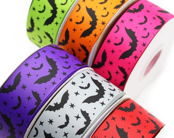 Halloween Bats Grosgrain Ribbon - 5 yard rolls - 7/8", 1.5" USDR