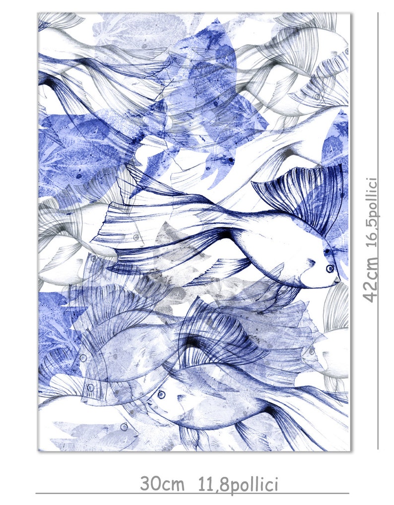 instant download. measuring 42 cm x 30 cm PESCI BLU high-resolution jpeg digital file 300 dpi to download