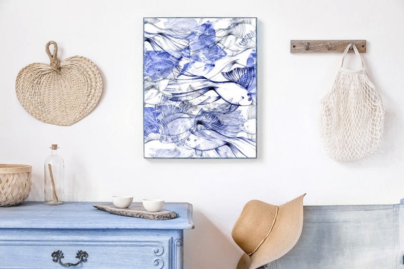 instant download. measuring 42 cm x 30 cm PESCI BLU high-resolution jpeg digital file 300 dpi to download