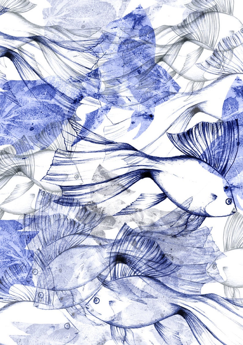 instant download. measuring 42 cm x 30 cm PESCI BLU high-resolution jpeg digital file 300 dpi to download