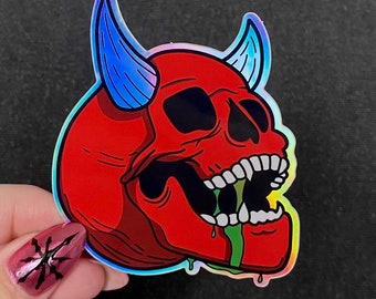 Horned Skull Vinyl Sticker