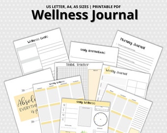 Wellness Journal Pages | Wellness Planner Printable | Wellness Planner Inserts | Self Care Printable Journal