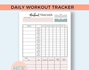 Fitness Tracker Printable | Workout Log Printable | Printable Fitness Tracker | Daily Fitness Log | Daily Fitness Planner