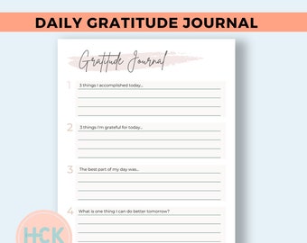 Daily Gratitude Journal| Gratitude Journal | Printable Gratitude Journal | Gratitude Printable | Journal Prompts