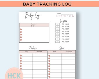 Printable Baby Log | Baby Tracker | Newborn Baby Care Log | Baby Activity Log | Infant Tracker | Baby Schedule Tracker | Baby Diary