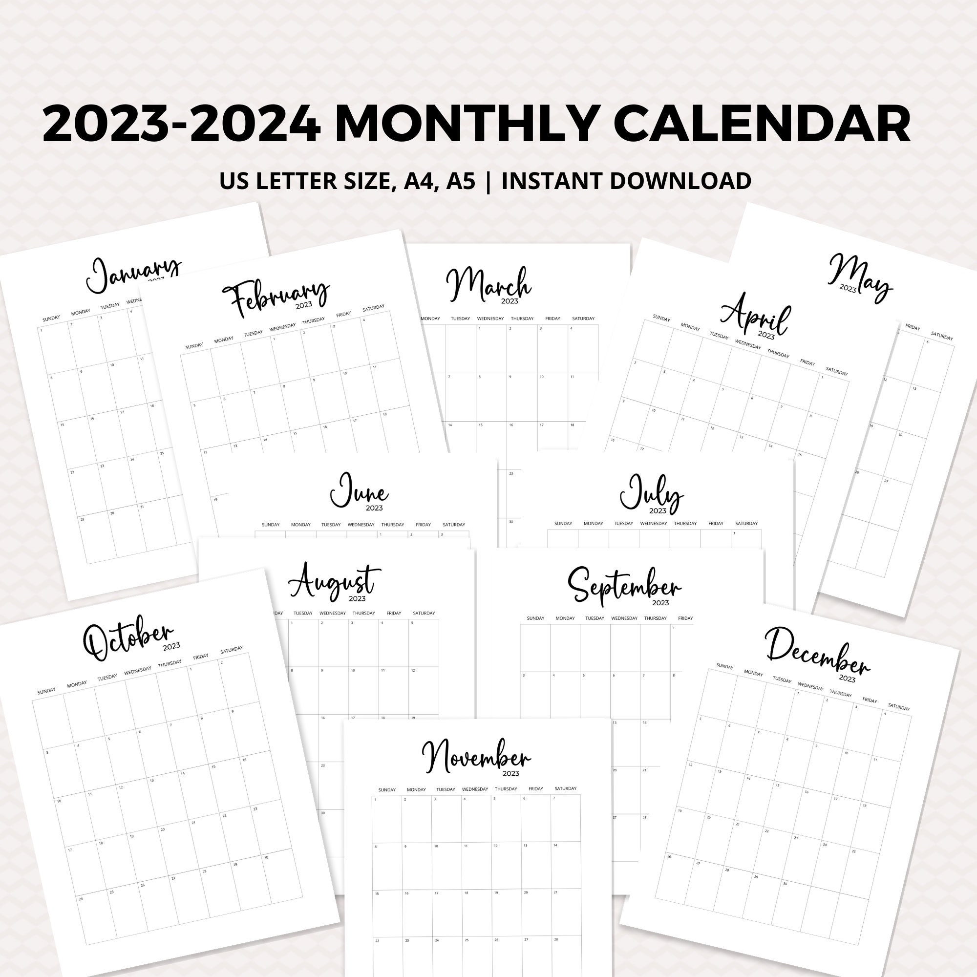 20232024 Monthly Calendar Printable Monthly Calendar 2023 Monthly