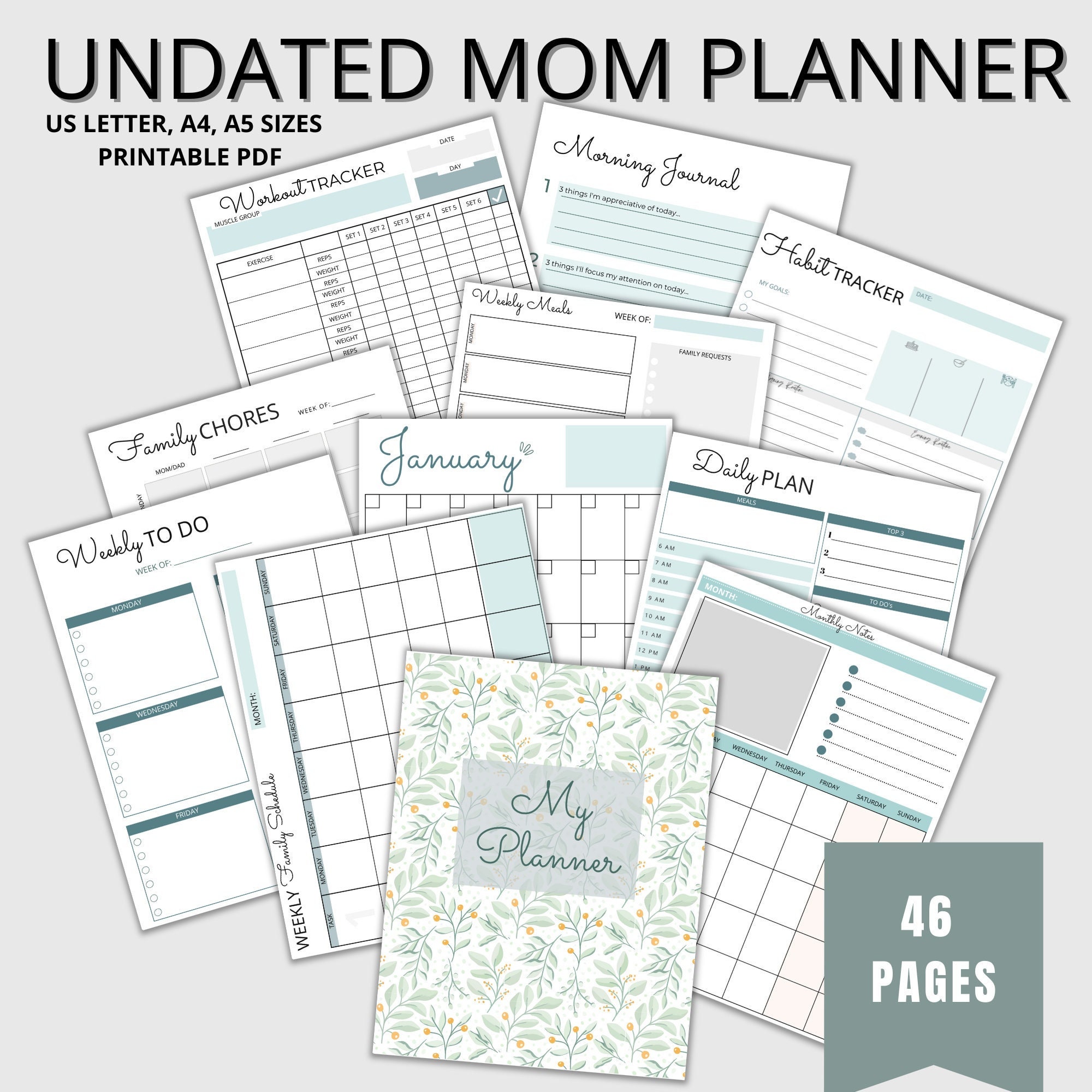 Mom Planner Printable Undated Planner Printable Mom Planner Printable ...
