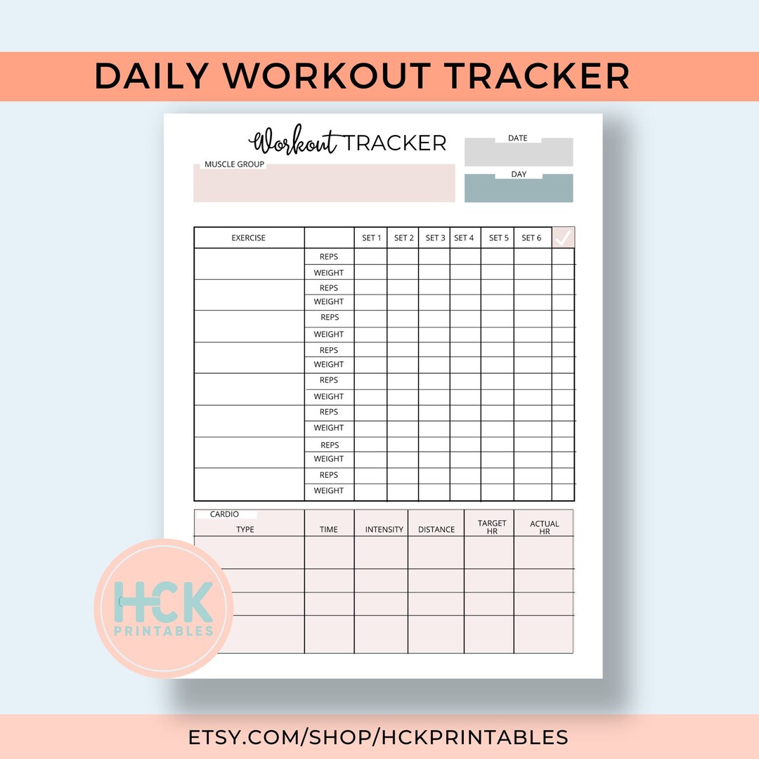 Daily Workout Log | Fitness Tracker | Workout Tracker Printable | Daily ...