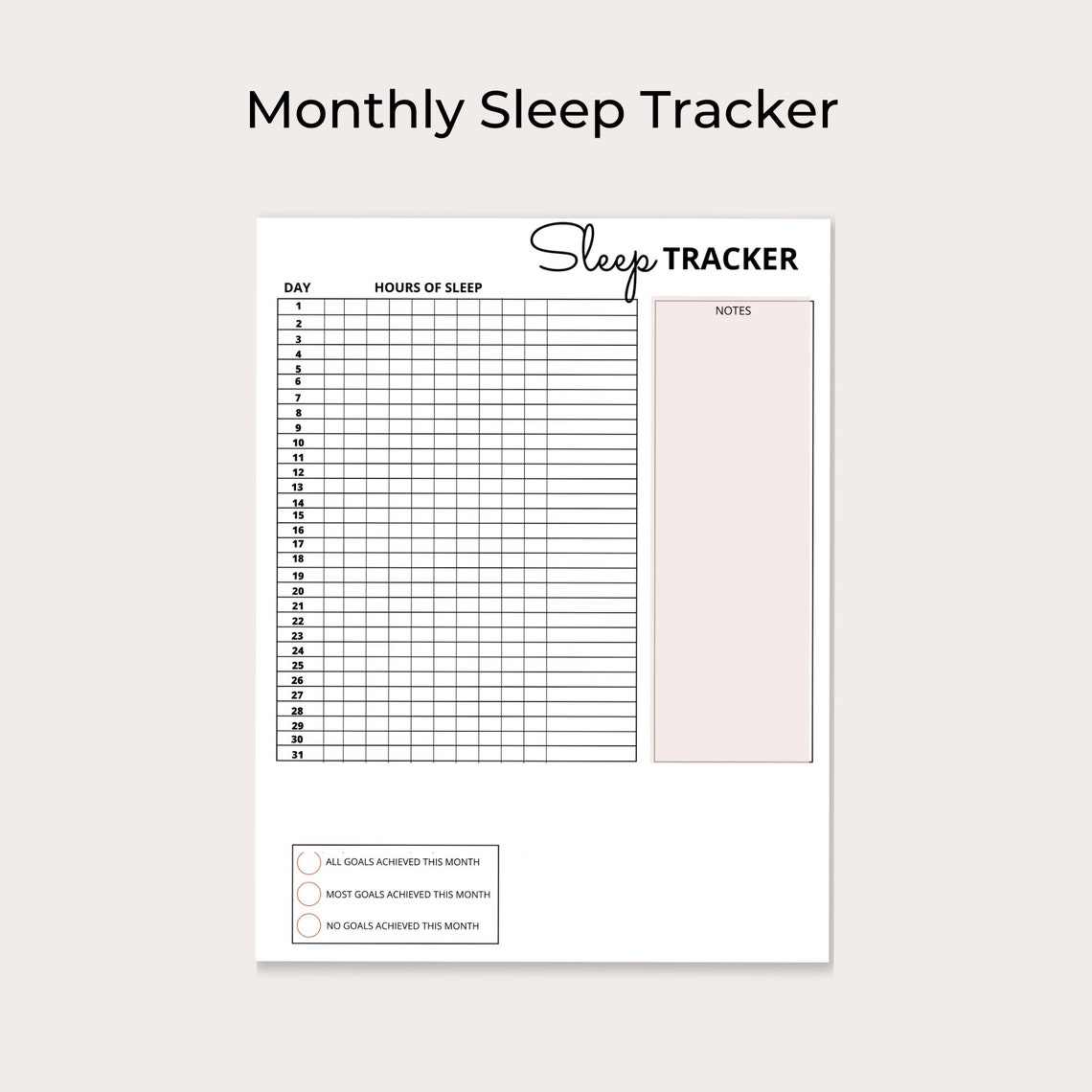 Sleep Tracker Sleep Log Printable Weekly Sleep Tracker Monthly Sleep ...