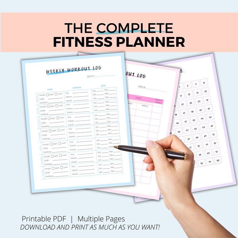 Fitness Planner Printable Fitness Planner Health & Fitness Planner Fitness Tracker Printable Fitness Journal Printable Fitness Log image 5