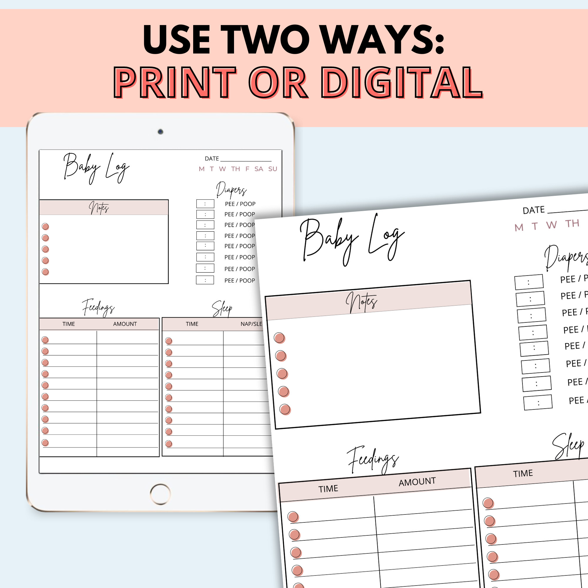 Printable Baby Log Baby Tracker Newborn Baby Care Log Baby Activity Log