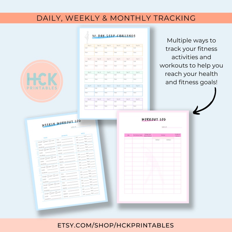 Fitness Planner Printable Fitness Planner Health & Fitness Planner Fitness Tracker Printable Fitness Journal Printable Fitness Log image 2