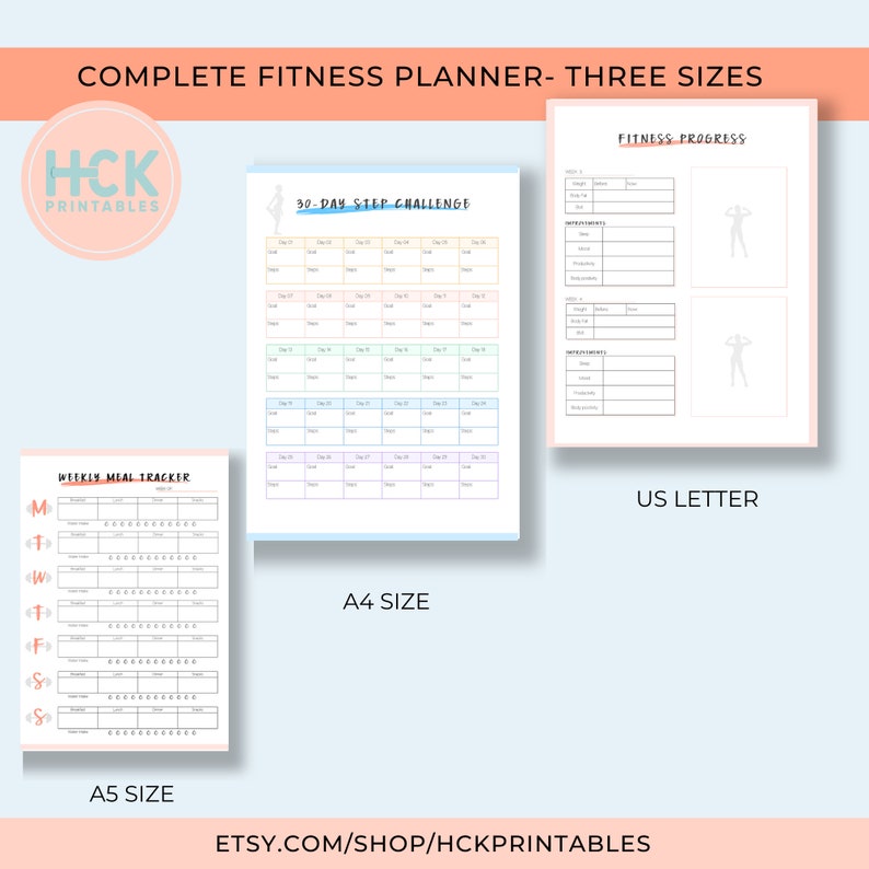 Fitness Planner Printable Fitness Planner Health & Fitness Planner Fitness Tracker Printable Fitness Journal Printable Fitness Log image 4