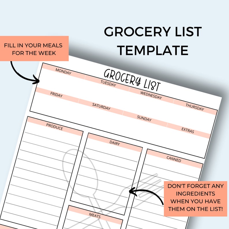Meal Planner Printable Weekly Meal Planner Meal Prep Planner Grocery ...