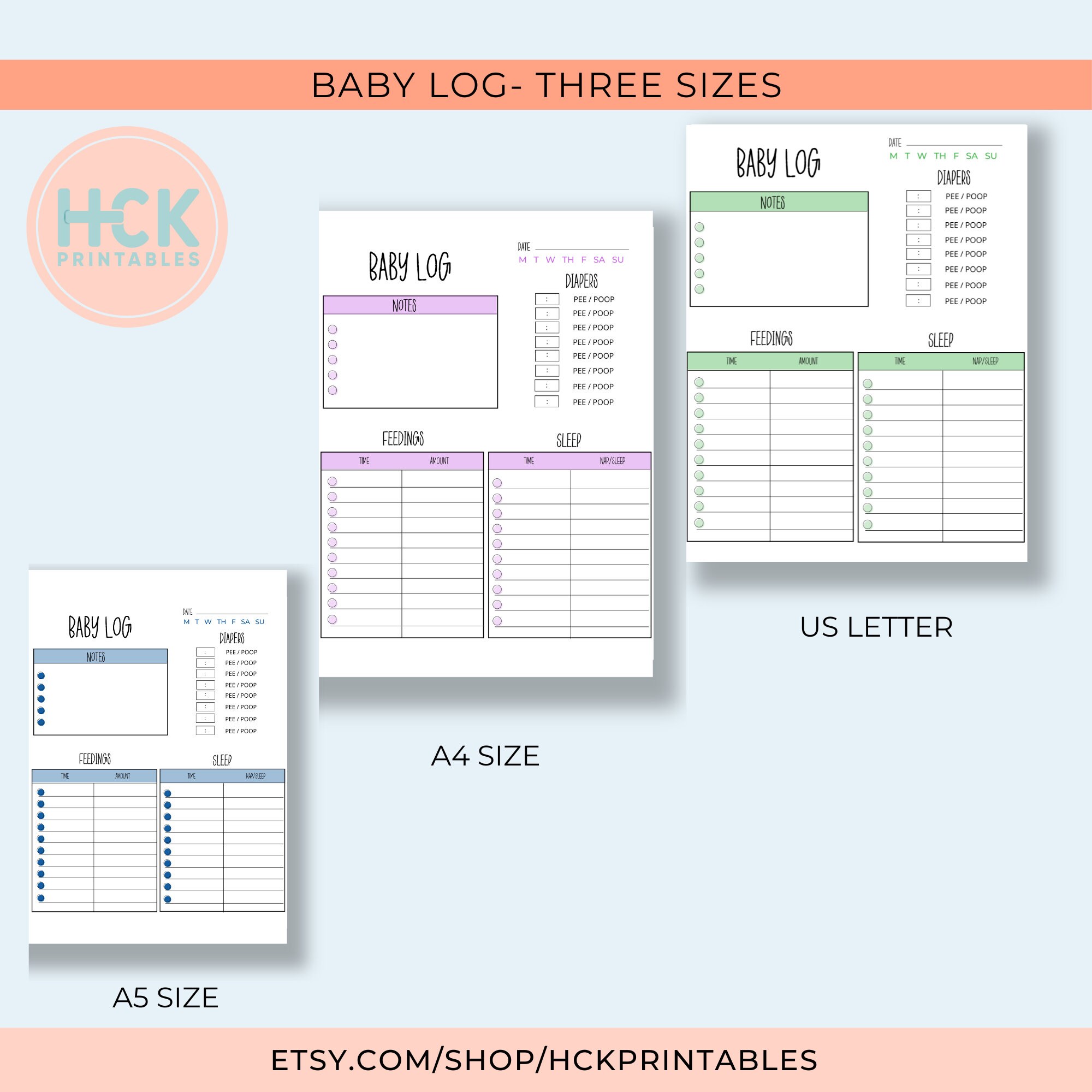 Baby Log Printable | Baby Tracker | Newborn Baby Care Log | Infant ...