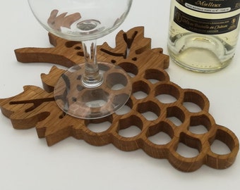 Grappe de raisin en bois, Plateau design fruit de présentation, Dessous de verre vin, Planche de présentation apéritif