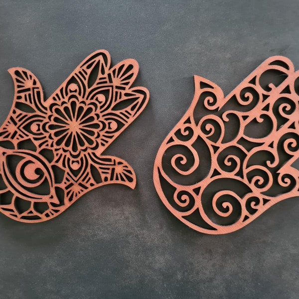 Main de Fatma en bois découpée au laser - Créations artisanales et orientales uniques - Symbole khamsa