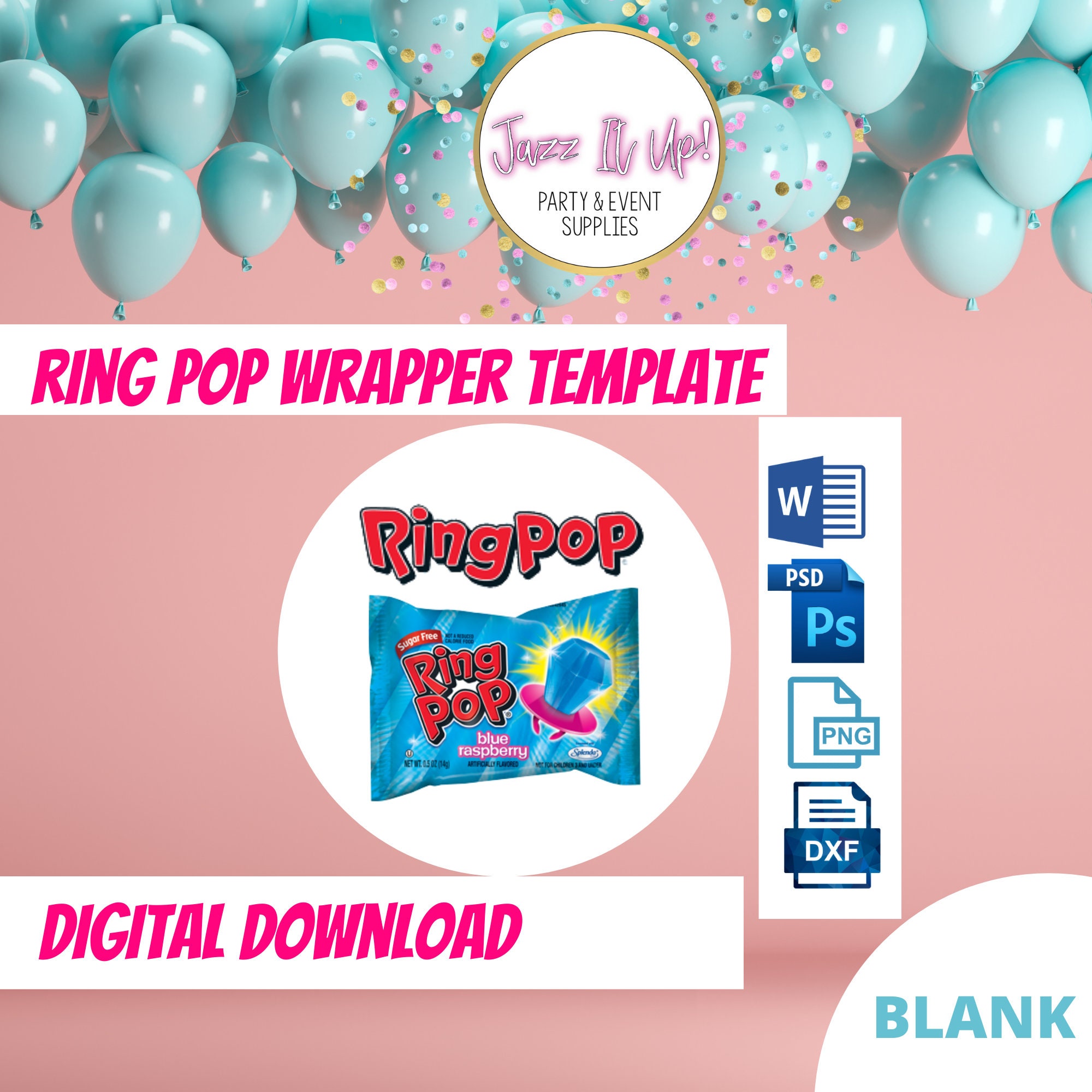 Ring Pop Wrapper Template Microsoft Word Doc Psd Png And Etsy