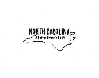 North Carolina State - Machine Embroidery Design in Multiple Formats - Instant Download
