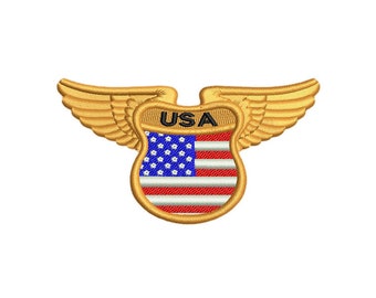 USA Wings Embroidery Design Download
