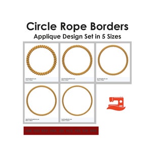 Circle Rope Border - Applique Border Frame - 5 Sizes - Instant Download