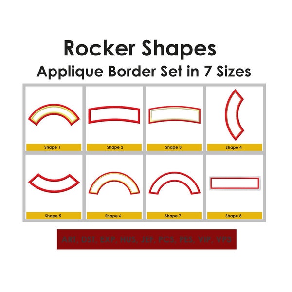 Rocker Shapes - Applique Border Frame 8 Design Set in 7 Sizes