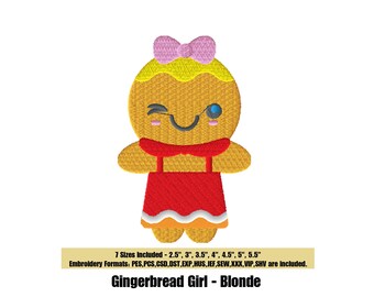Gingerbread Girl - Blonde - Machine Embroidery Design in 7 sizes