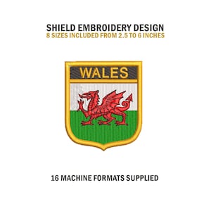 Wales Shield Embroidery Design Download