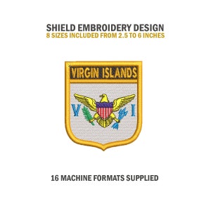 Virgin Islands (US) Shield Embroidery Design Download