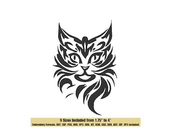 Tribal Cat Embroidery Design