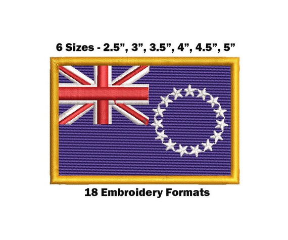 Cook Islands Flag Embroidery Design Etsy