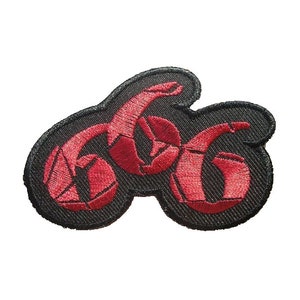 May include: Black embroidered patch with the number 666 in red.