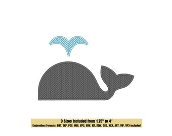 Whale Silhouette Embroidery Design