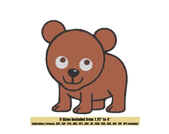 Brown Eyed Bear Embroidery Design