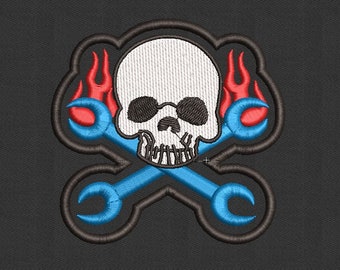 Mechanical Skull Machine Embroidery Design - Instant Download
