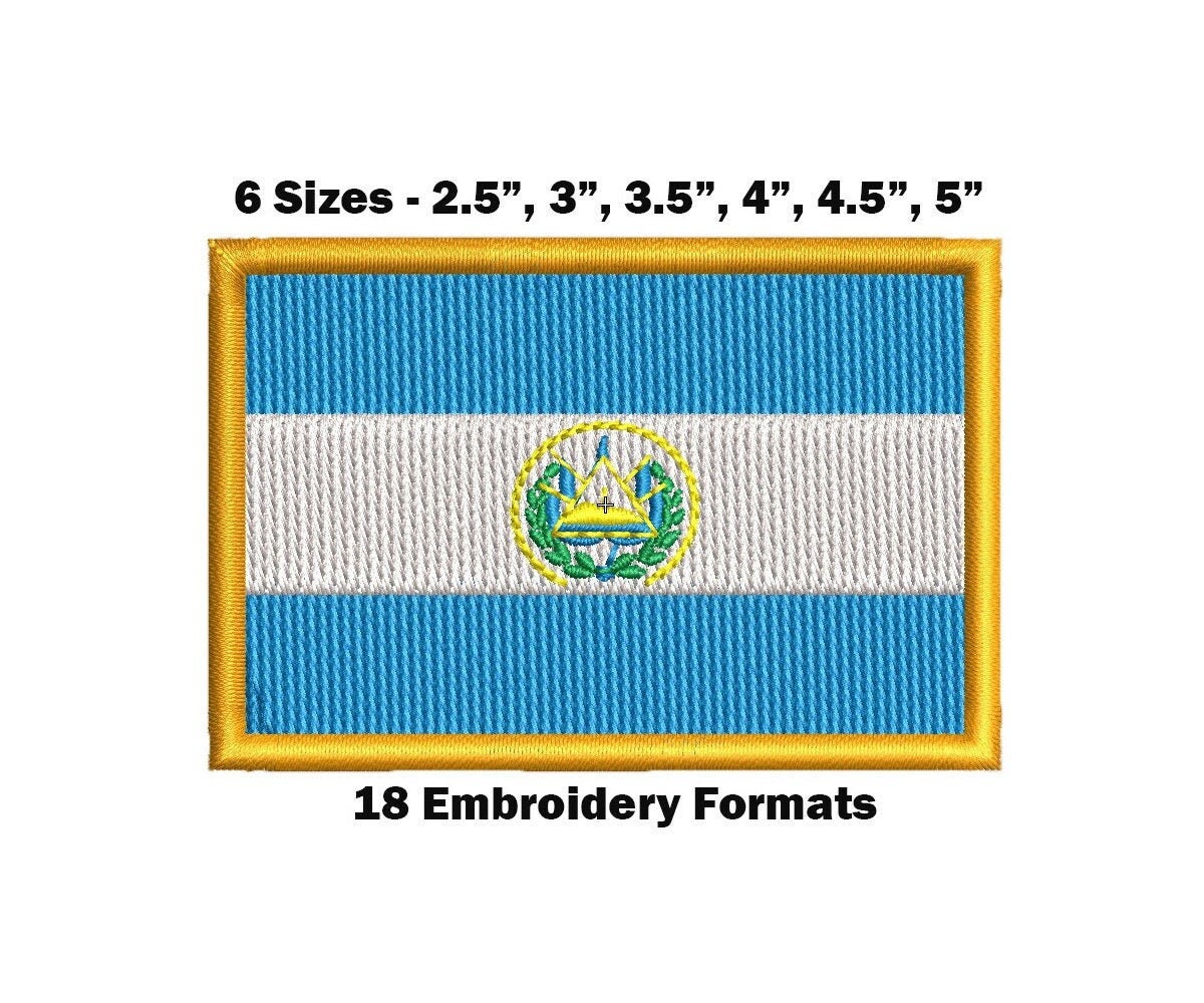 Cypress Collectibles - El Salvador Flag Patch - Premium Embroidered  Appliqué - Central American Country Iron On Patches - Dimensions: 3.5 x  2.5