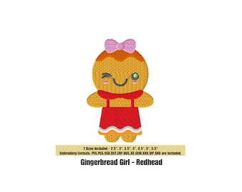 Gingerbread Girl - Redhead - Machine Embroidery Design in 7 sizes