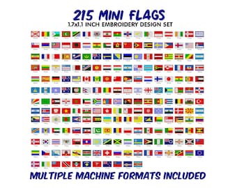 World Mini Flag Set - 215 Machine Embroidery Designs