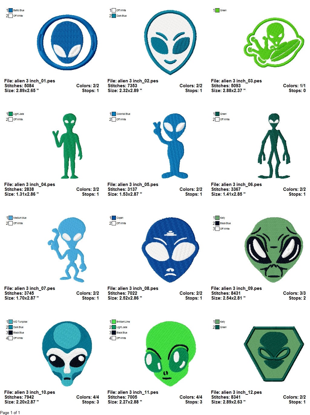 Alien Design Pack - 12 Machine Embroidery Designs in 5 Sizes - Etsy