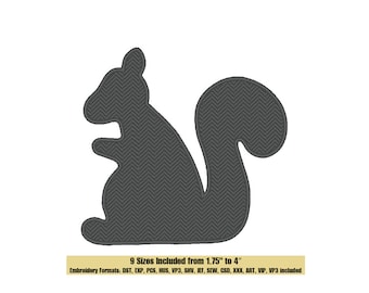 Squirrel Silhouette Embroidery Design