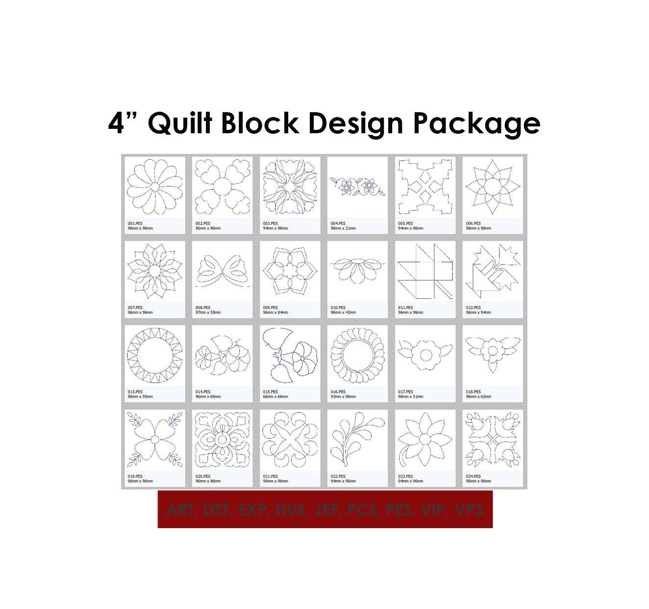 100 Floral Quilt Block Designs 4 Inch Machine Embroidery Etsy