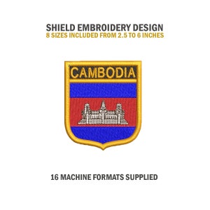 Cambodia Shield Embroidery Design Download