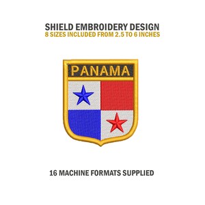 Panama Shield Embroidery Design Download